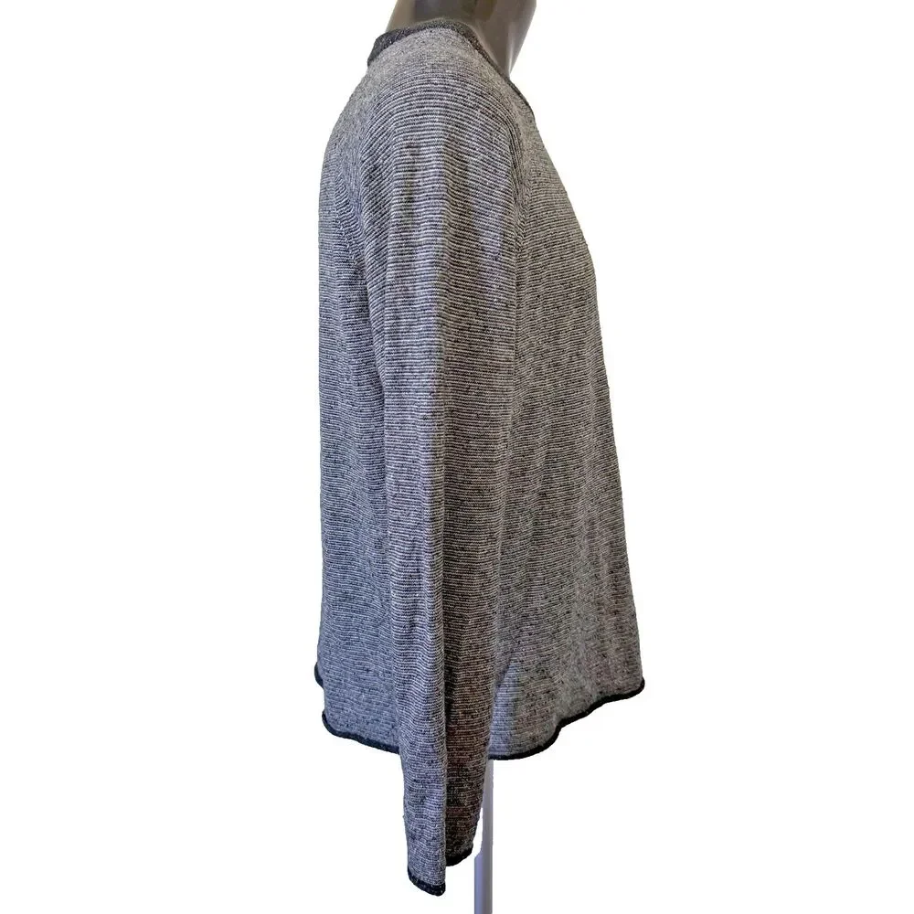 Billy Reid Neppy Crewneck Sweater Men's Large Gray Micro Stripe Raglan Pullover